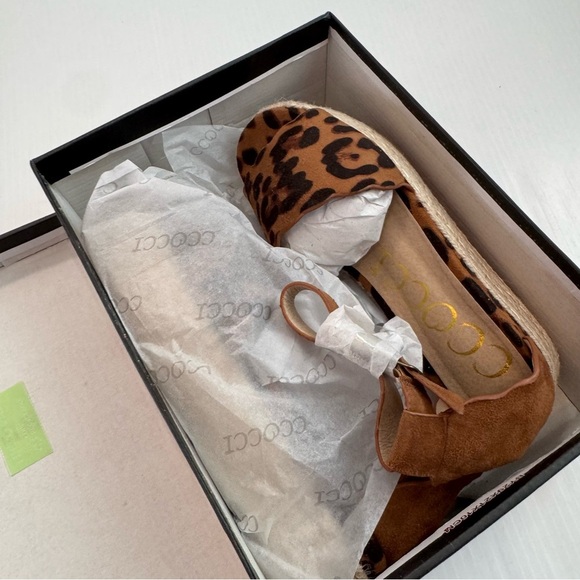 CCOCCI Brown Leopard Print Women's Sandals platform espadrilles - Picture 2 of 5